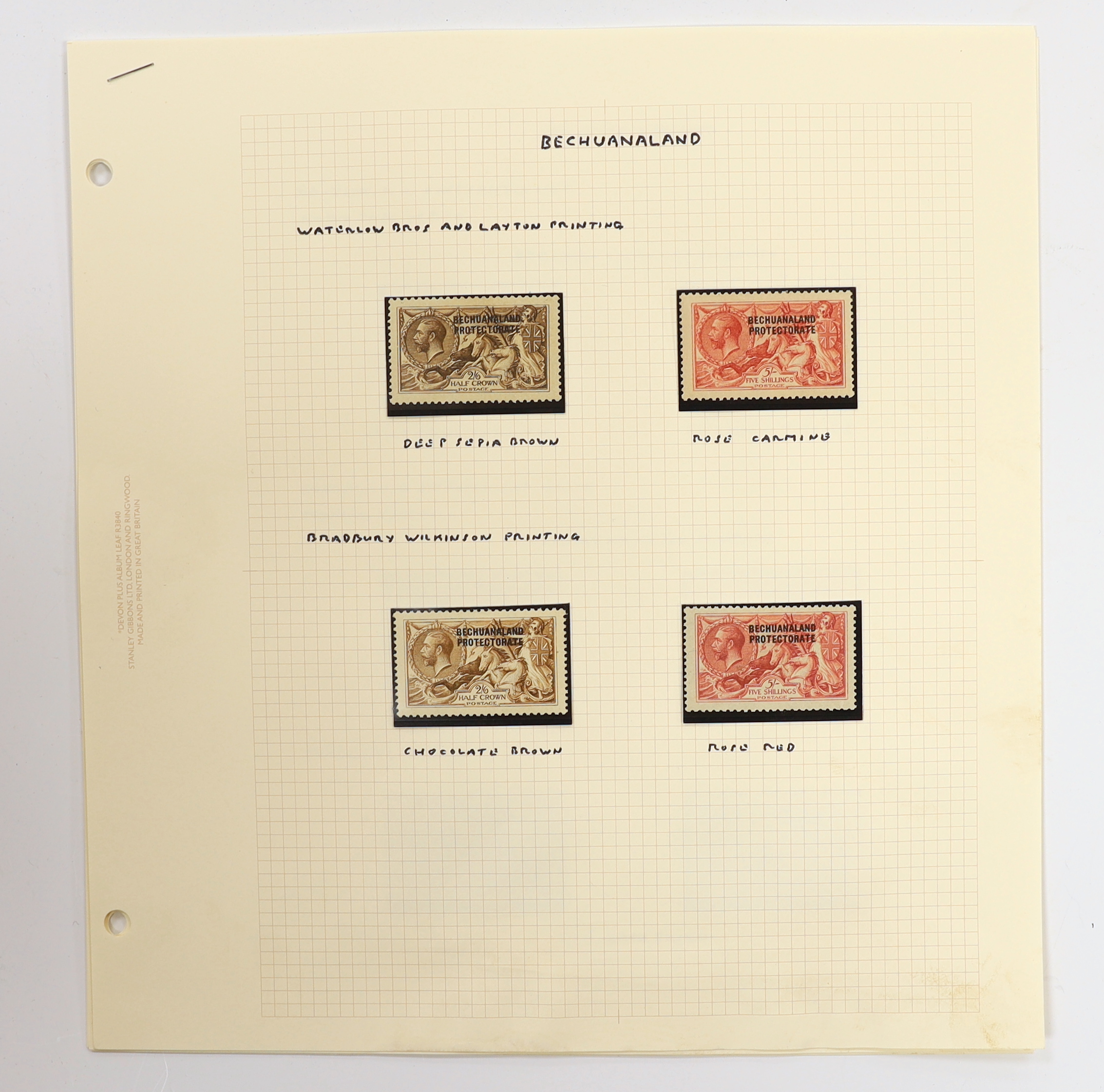 A selection Of Overprinted Seahorse stamps mint (24) including Bechuanaland 2/6d. (2) and 5/- (2), Morocco Agencies to 12p. on 10/- (2), Nauru